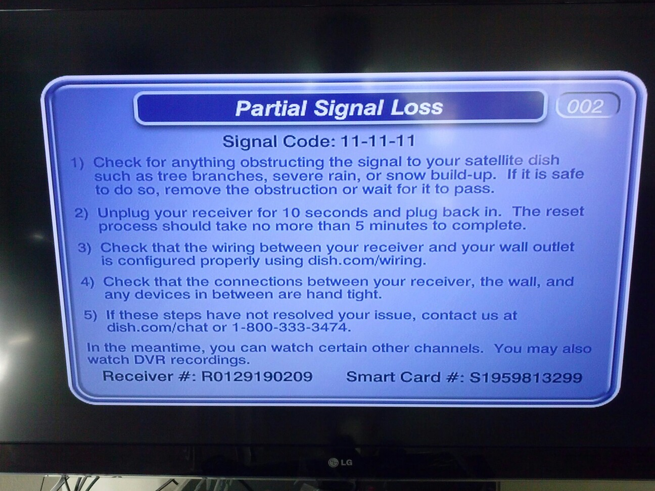dish complete signal loss